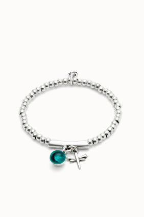 Pulsera bañada en plata de ley con cristal de murano y libélula