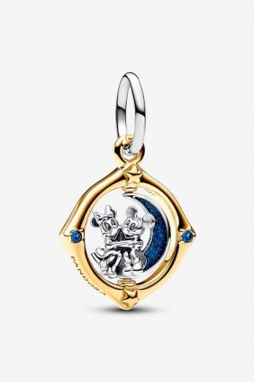 Pandora Charm Colgante Luna Giratoria en Dos Tonos Mickey Mouse & Minnie Mouse