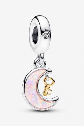 Pandora Charm Colgante Luna y Llave en Dos Tonos