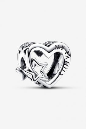 Pandora Charm Corazón en filigrana Familia y Estrella