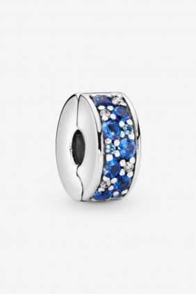 Pandora Charm plata Clip estrecho circonitas azules
