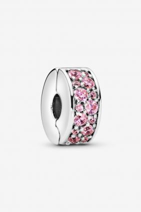 Pandora Charm plata Clip estrecho circonitas rosa