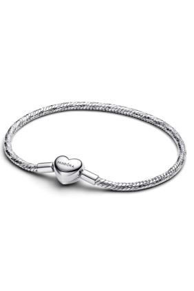 Pandora Pulsera malla de serpiente facetada con cierre de corazón