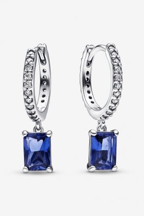 Comprar online Pendientes Aro rectángulo Azul Brillante Pandora 292389C01