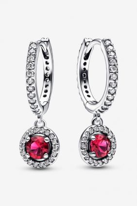 Comprar online Pendientes de Aro Circulo Rojo Brillante Pandora 292379C01