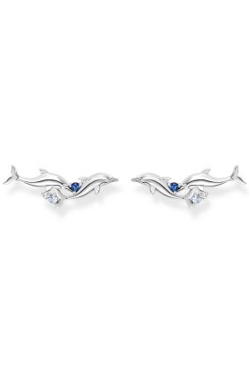 Comprar online Pendientes trepador Thomas Sabo delfínes con piedras azul H2232-644-1