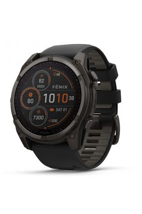 Reloj Garmin Fénix 8 51mm Solar Zafiro Titanio DLC Silicona negra 010-02907-11