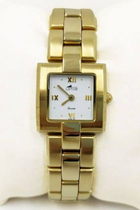 Comprar online Reloj Lotus señora caja cuadrada chapado en oro 15162