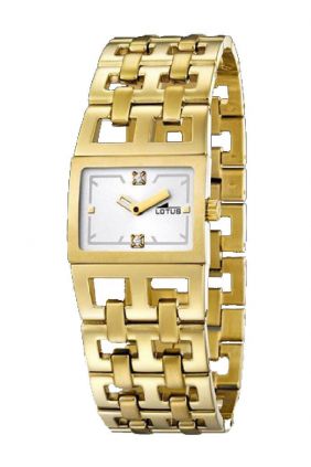 Comprar online Reloj Lotus señora caja cuadrada chapado en oro 15451