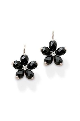 Pendientes Thomas Sabo Flor Circonita Negra Colgante Plata