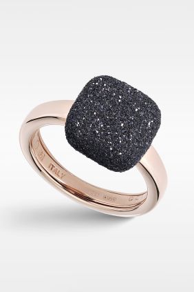 Anillo Pesavento  Bañado Oro Rosa Con Polvo Di Sogni negro