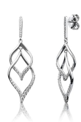 pendientes Camaleoni HOJAS COMBINADAS LISA Y CON CIRCONITAS