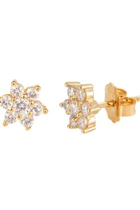 Pendientes Vidal&Vidal Mujer Flor Baño Oro y Circonitas Blancas G1904A